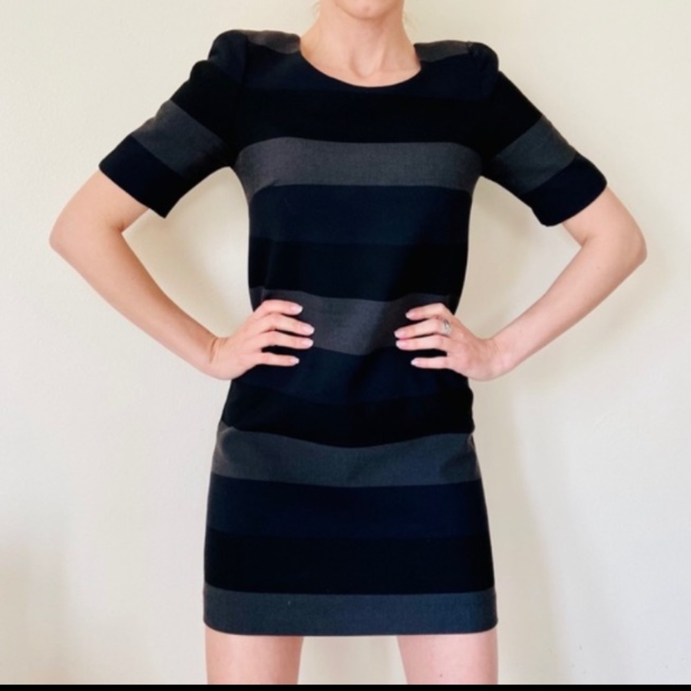Bailey 44 Black Gray Stripe Stretch mini dress